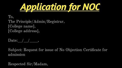 Application for issue of NOC for College drop out students