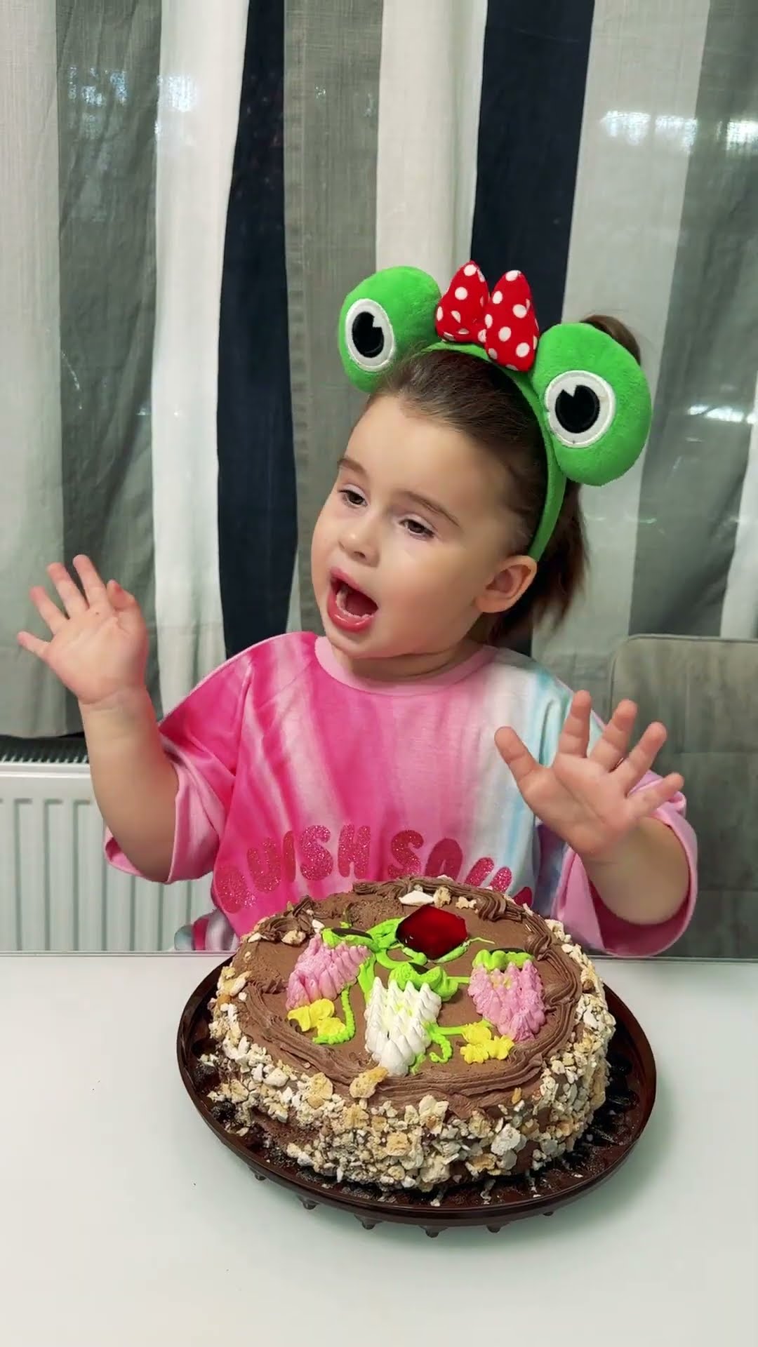 Cute baby girl eating chocolate cake ???❤️????
