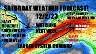 Saturday forecast 12/2/23 Heavy rain & severe risk today Rockies stay active. Watching next week..