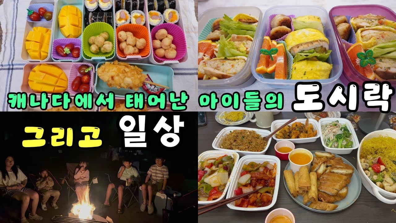 🇨🇦학교에 먹으러 가는 아이들의 한식 도시락/바쁜아침에 싸는 세아이 도시락/학교 빠지고 놀러가는 캐나다에 사는 다섯가족/korean lunchbox