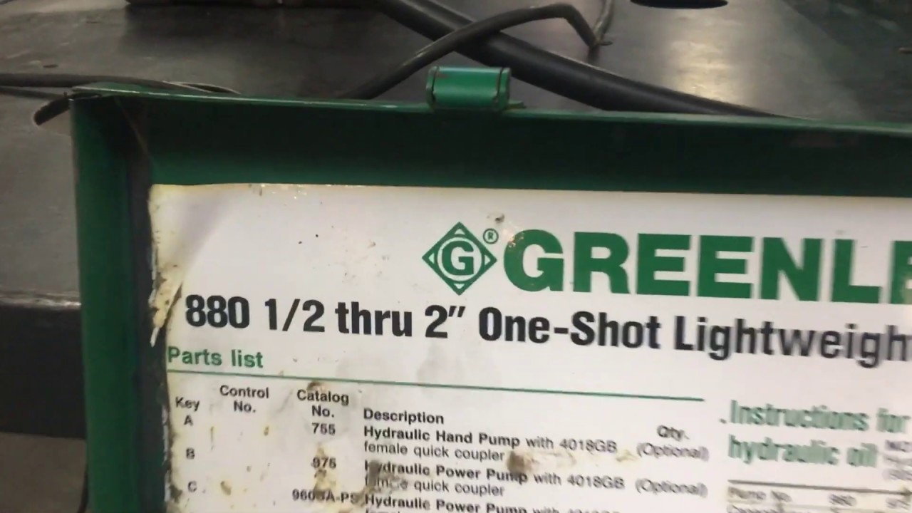 Greenlee 880 Hydraulic IPS Conduit One Shot Pipe Bender 3/4” to 2