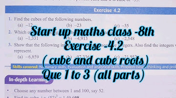 start up mathematics class 8 chapter 4 exercise 4.2 | cube and cube roots | start up maths ex 4.2