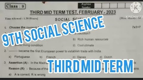 class 9 social science question paper||3rd mid term exam question paper||smile only