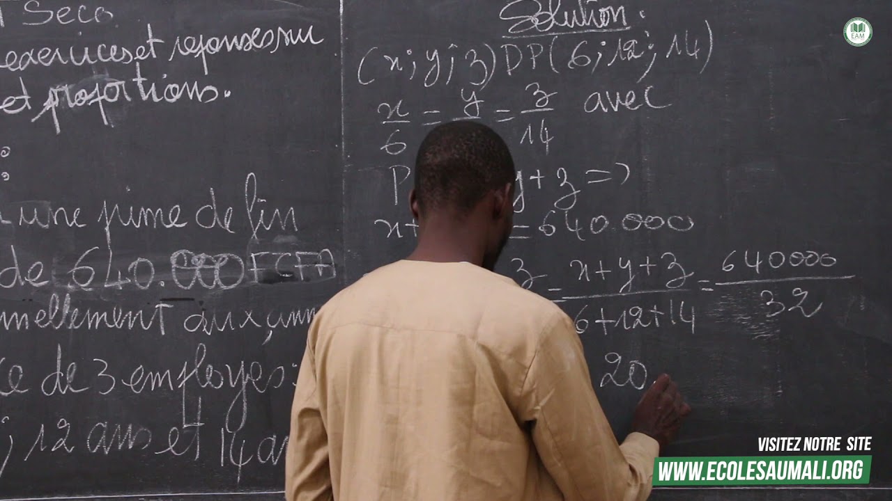 Exercice -Terminale science économie Maths:Rapports et propositions: Partages proportionnels/M.KONE
