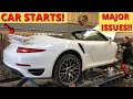 FLOODED PORSCHE FINALLY STARTS!! Rebuilding WRECKED Porsche 911 Turbo S!! [PART 3] (VIDEO #89)