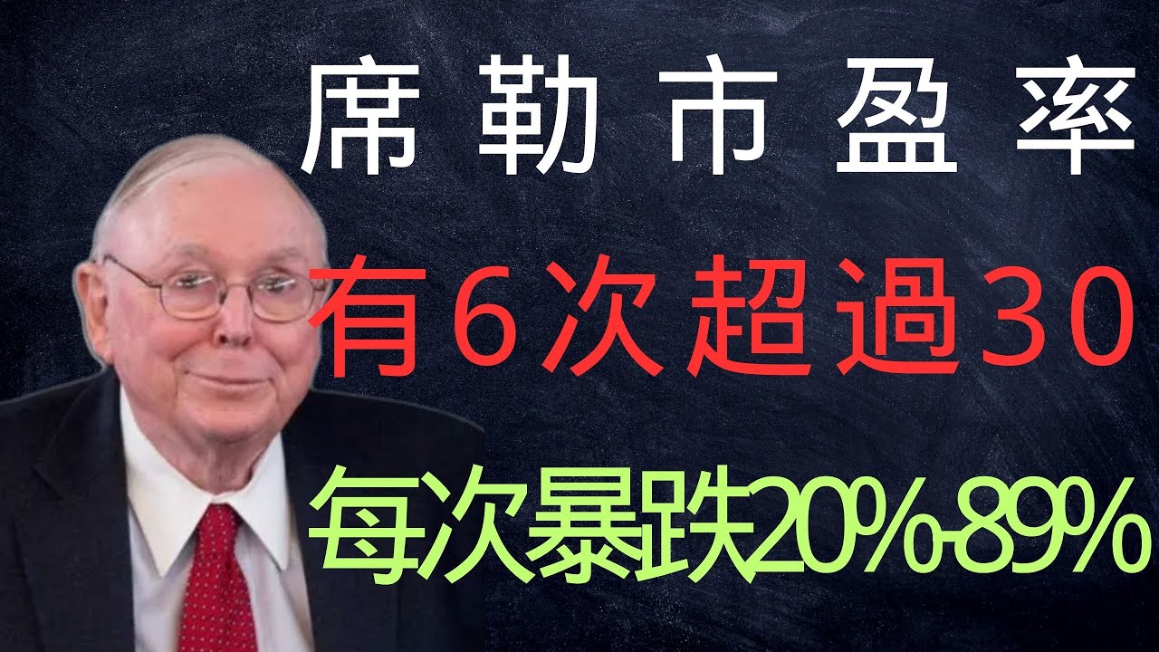 查理·蒙格：155年來席勒市盈率超過30的6次，每次都有20% 89%暴跌