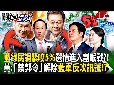 【關鍵時刻上集】20231206 「藍綠民調緊咬差5%」2024選情進入割喉戰？！黃敬平：「禁郭令」解除，代表中南部藍軍大反攻訊號！？｜劉寶傑