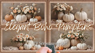 🤍✨ 2 HOURS Elegant White Pumpkin Fall Still Life Painting 4K | Boho Early Autumn TV Frame Art NO ADS