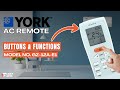 أزرار ووظائف جهاز التحكم عن ب عد لمكيفات يورك رقم الموديل GZ 12A E1 دليل جهاز التحكم عن ب عد 
