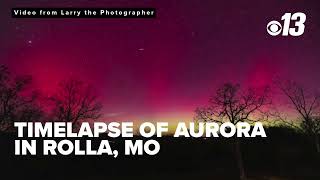 Timelapse of northern lights over Rolla, Missouri