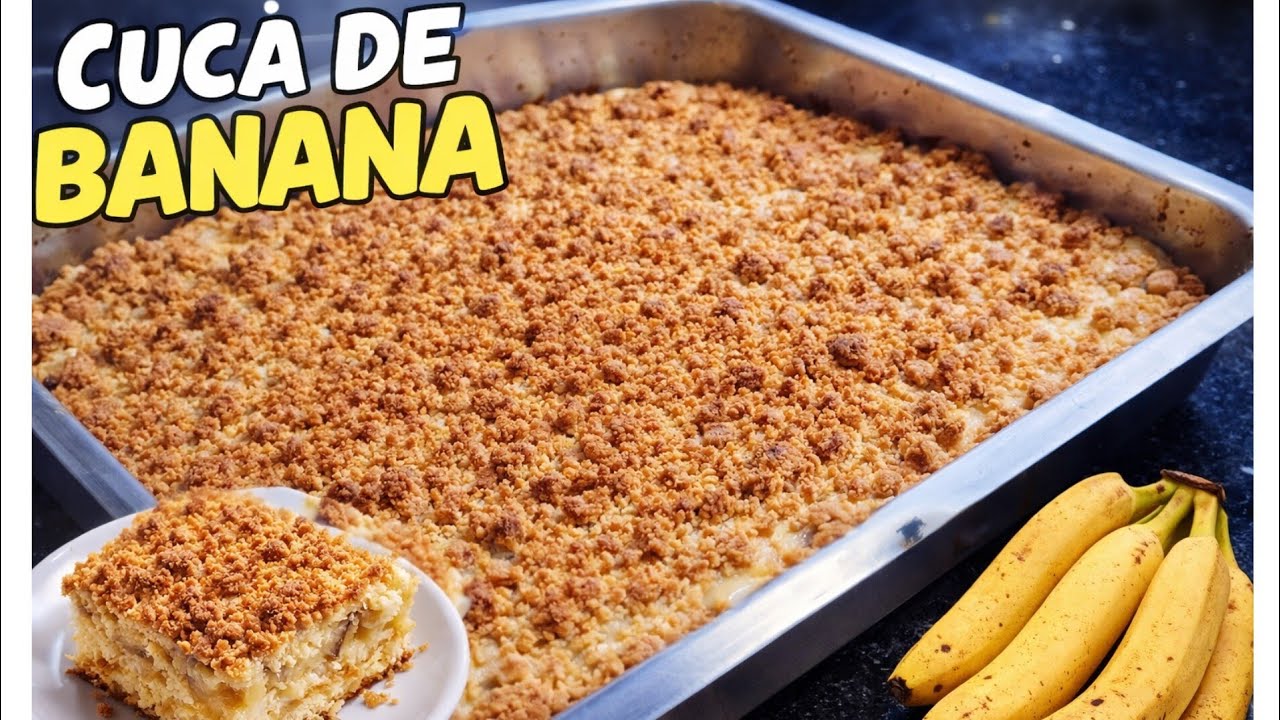 Cuca de Banana com Creme e Farofa Crocante | Receita Fácil e Cremosa