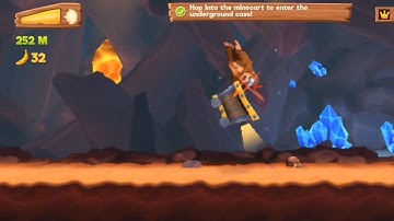 Banana Kong 2 Hop into the minecart to enter the underground cave! (In One Run)