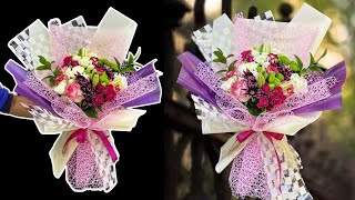 How To Wrap Flower Bouquet | Hand Tied Flower Bouquet Making Technique | Flower Bouquet