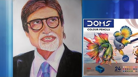 Drawing Amitabh Bachchan using doms color pencils