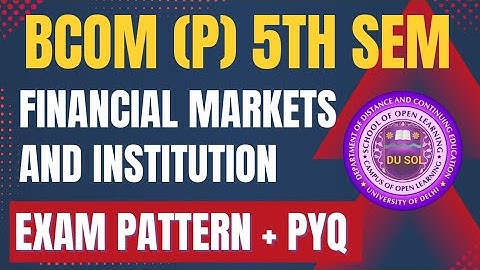 DU SOL Financial markets and institutions Exam Pattern Previous Year Paper Bcom Prog 5th Semester 
