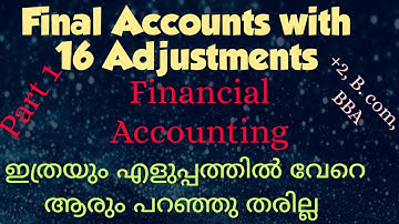 Final Accounts with 16 Adjustments||Part 1-Financial Accounting||+2,B.Com,BBA||എളുപ്പത്തിൽ പഠിക്കാം