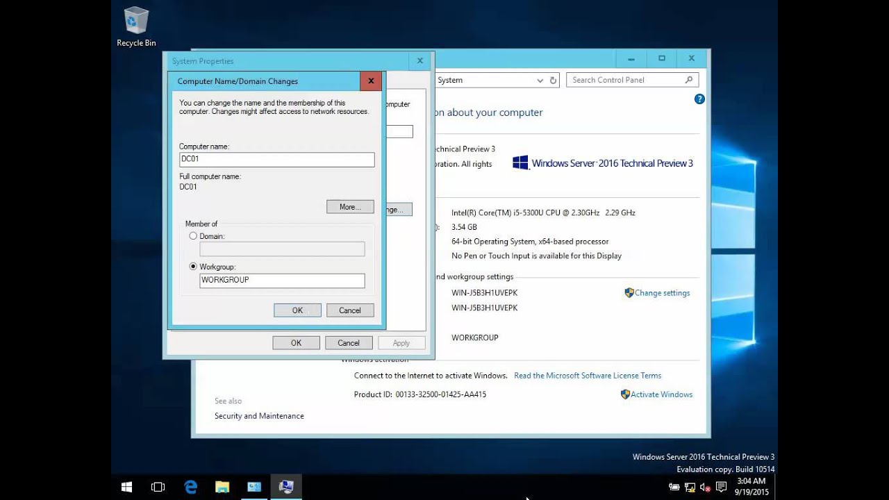 How to Change Computer Host Name in Windows Server 2016