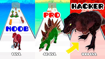 I managed to unlock a MEGA BIG dinosaur! 🦕 Dino Run 3D - NOOB vs PRO vs HACKER