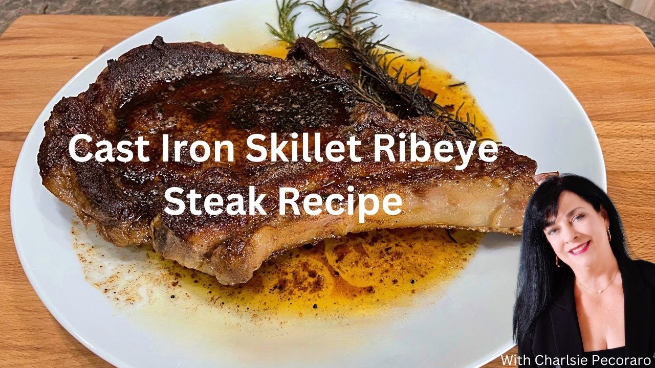 Best Cast Iron Skillet Ribeye Steak Recipe with Herbed Butter Sauce.