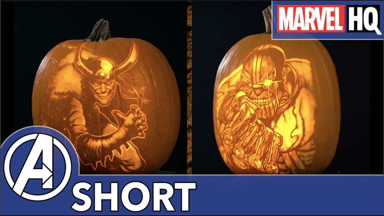 ⁣Loki & Thanos Get Carved Into a Pumpkin! | Marvel Pumpkin Carving | Halloween Special