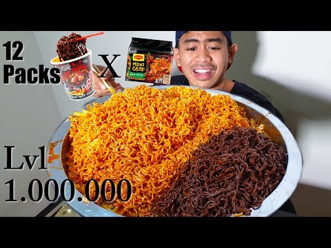 TERSIKSA!! TANBOY KUN MUKBANG 12 BUNGKUS MIE TERPEDAS MALAYSIA | GHOST PEPPER NOODLE