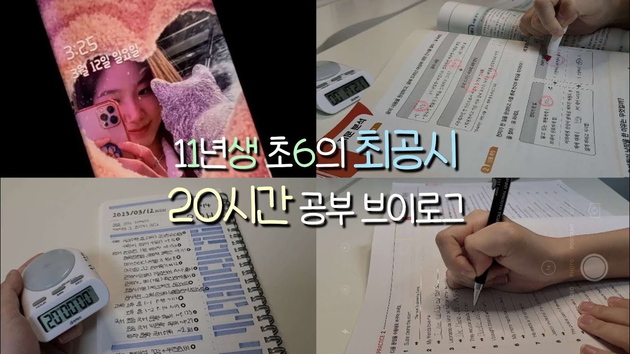 최공시 찍은 초6의 순공 20시간 공부 브이로그 ✨️ | 11년생 | 최공시 | 공부자극 | 공부 브이로그