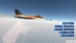 LCA Tejas Firing - Python 5, Derby BVR, Griffin LGB, R-73 AAM