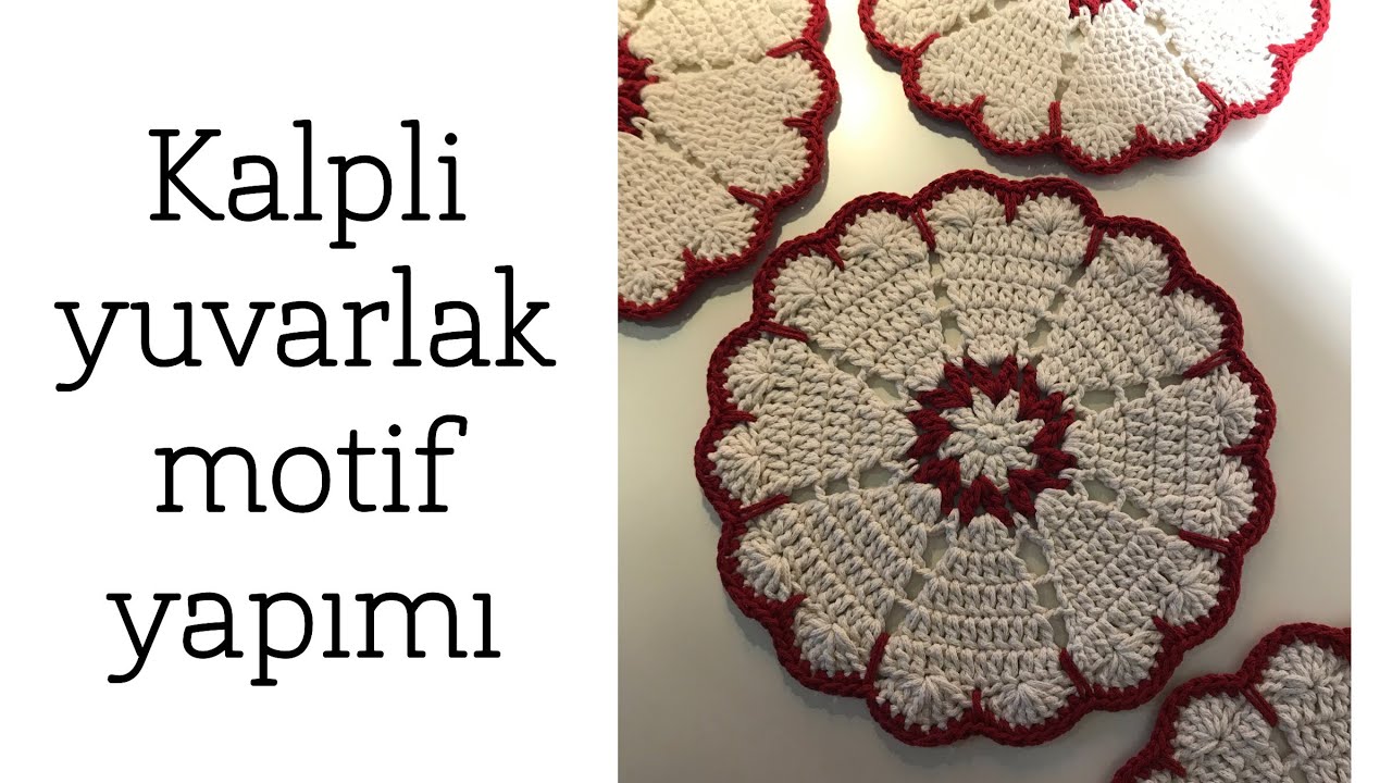 Tığ şi Örgü Makrome İple Kalpli Yuvarlak Motif Yapımı - Part 3