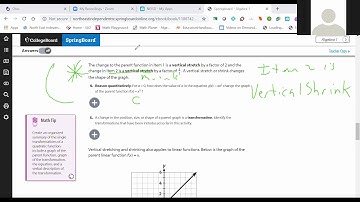 SpringBoard Algebra 1, Unit 5 Lesson 30-2 - Stretching & Shrinking of the Quadratic Parent Function