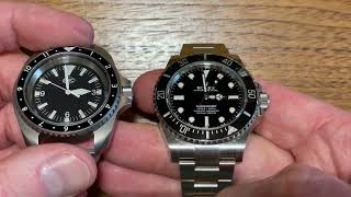 Rolex Submariner 124060 vs. CWC x TGN CWN1 grade 5 titanium fixed lug diver (CWC Ti 300)