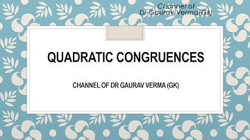 Quadratic Congruences || Number theory