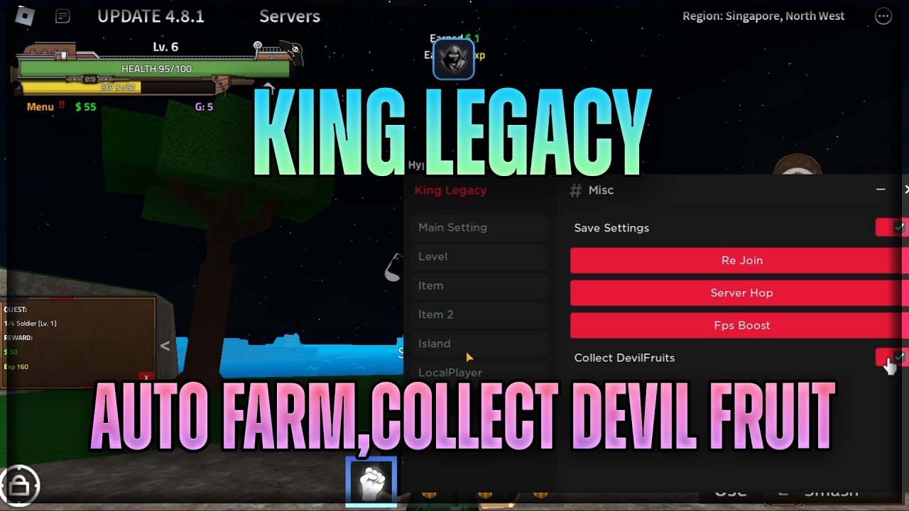 Can someone give me a king legacy devil fruit/auto farm script? :  r/robloxhackers