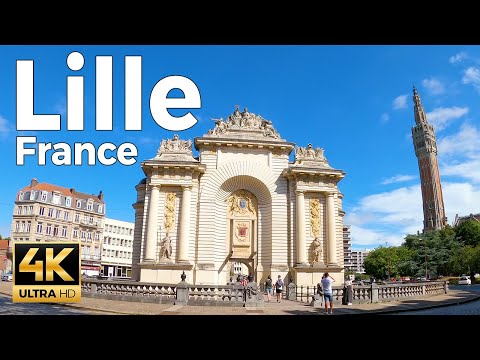 Lille, France Walking Tour (4k Ultra HD 60fps) – With Captions