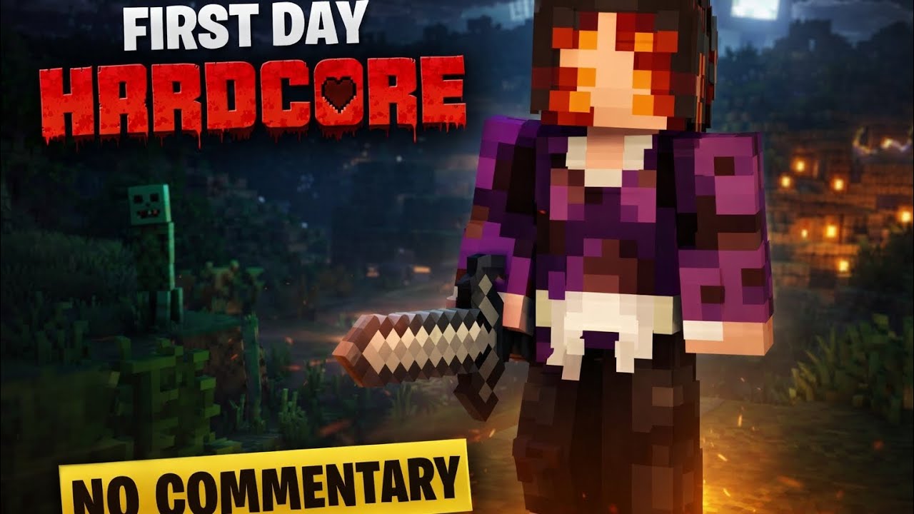 Day 1 in Hardcore minecraft episode 1 (No commenting peaceful video) # ...