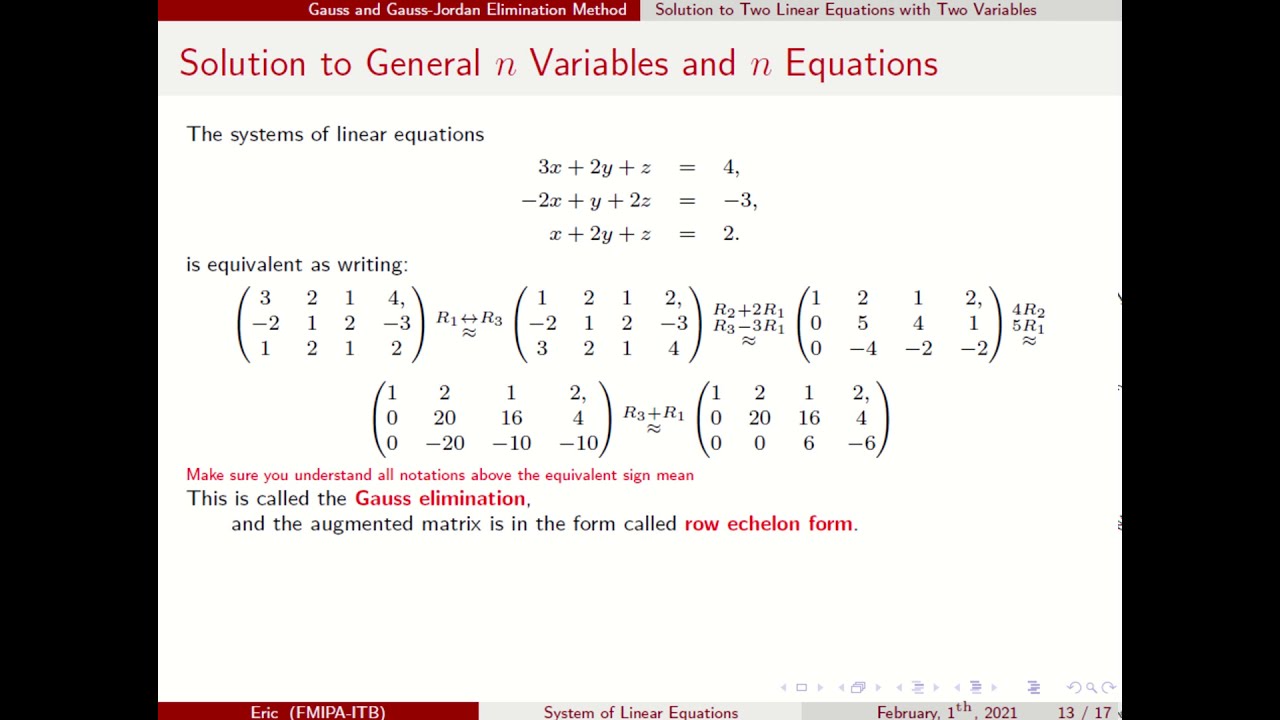 System of Linear Equations with N Variables and N Equations - YouTube