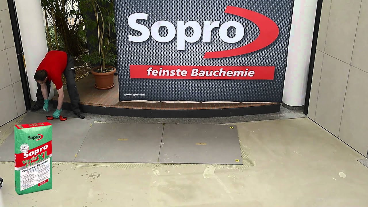 Sichere verlegung von groÃformatigen fliesen youtube Verlegen von holzdielen auf fliesen