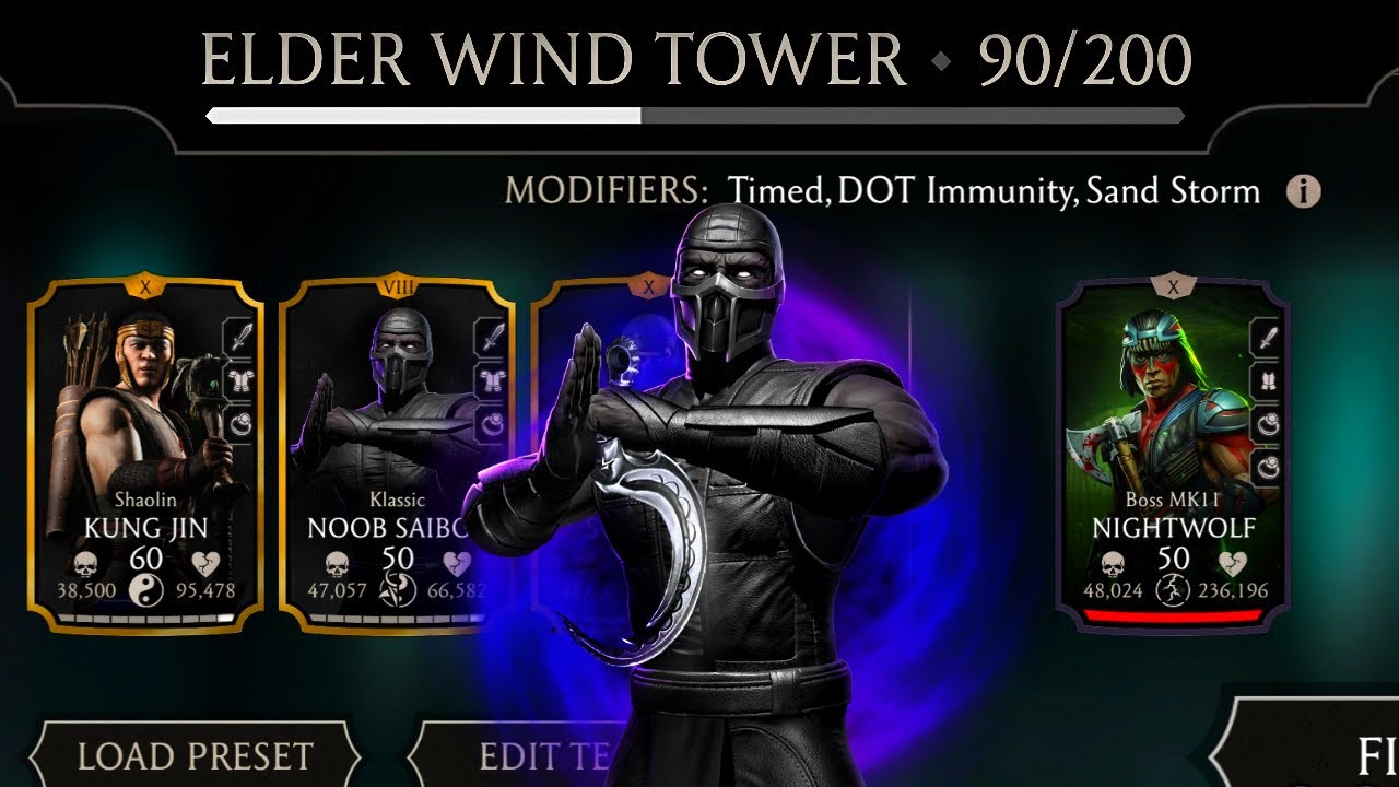 Boss Match 90 Using Gold Team + Reward | Elder Wind Tower | MK Mobile.