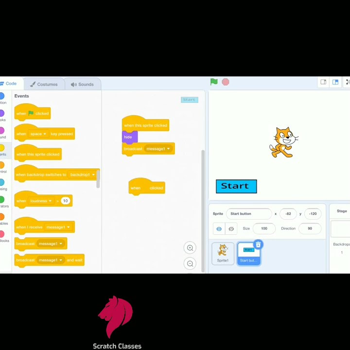 How to make a Start button | In Scratch | By Scratch Classes 👍 - YouTube