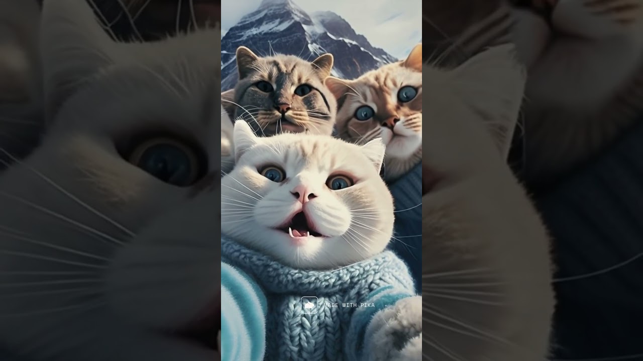 Cats friends are taking selfie 