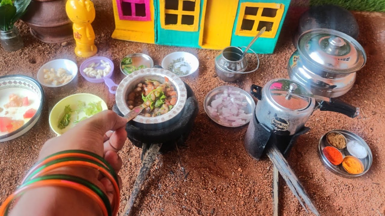 Miniature Red Cow Beans Masala | Mini Real Cooking | MK MINI KITCHEN 