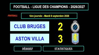 Débrief CLUB BRUGES - ASTON VILLA : 2-3 - 1ère journée Ligue des Champions 2026/2027