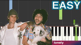 Justin Bieber \& benny blanco - Lonely EASY Piano Tutorial + Lyrics