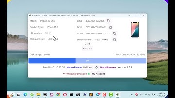 USBPatcher | iCloudTool (Windows) Turn Off FMI all iPhone, iPad Open Menu support to iOS 18.4 and up