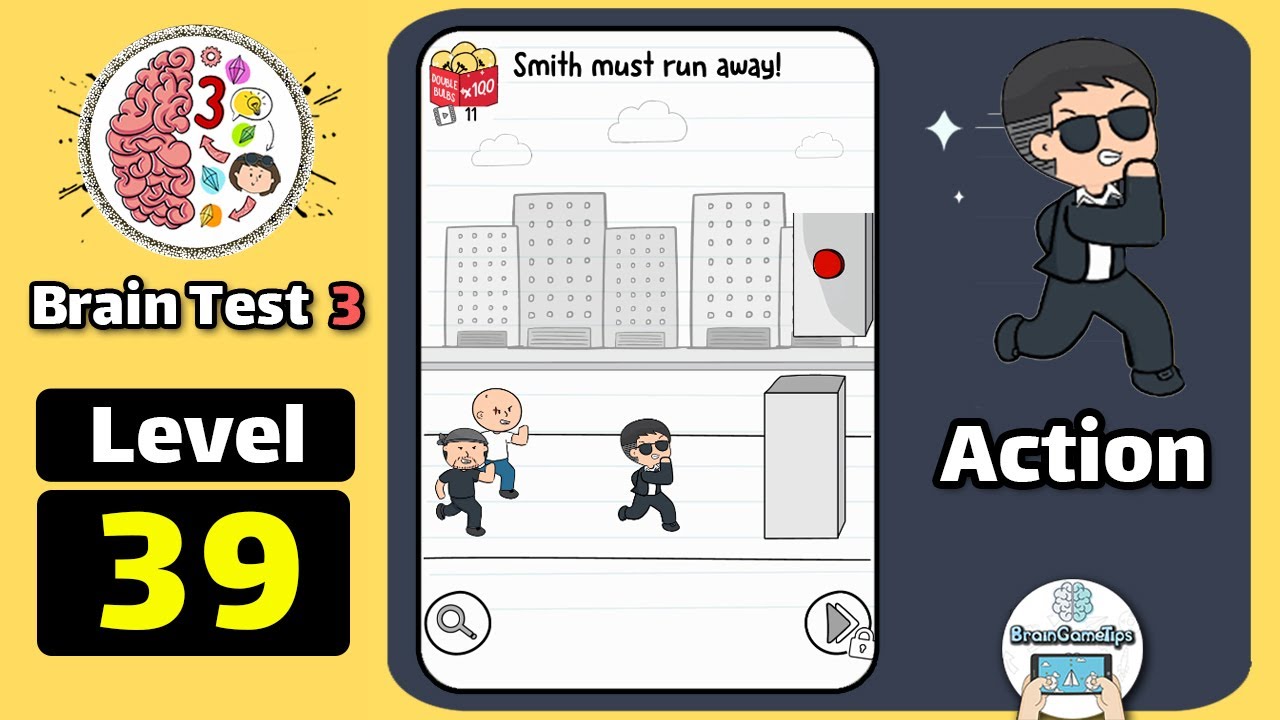 Brain Test 3: Tricky Quests - Agent Smith Action Level 39 Walkthrogh Answer