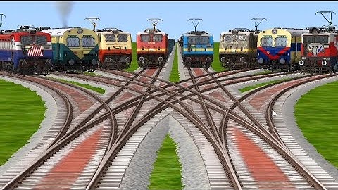 8 TRAINS CROSSING AT BUMPY FORKED RAILROAD VIDEO/ relrod tracks train simulator gameplay 2025