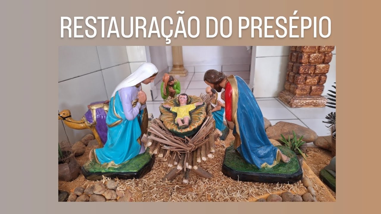 Arrumando o presépio de Natal: Restauração das imagens do presépio.