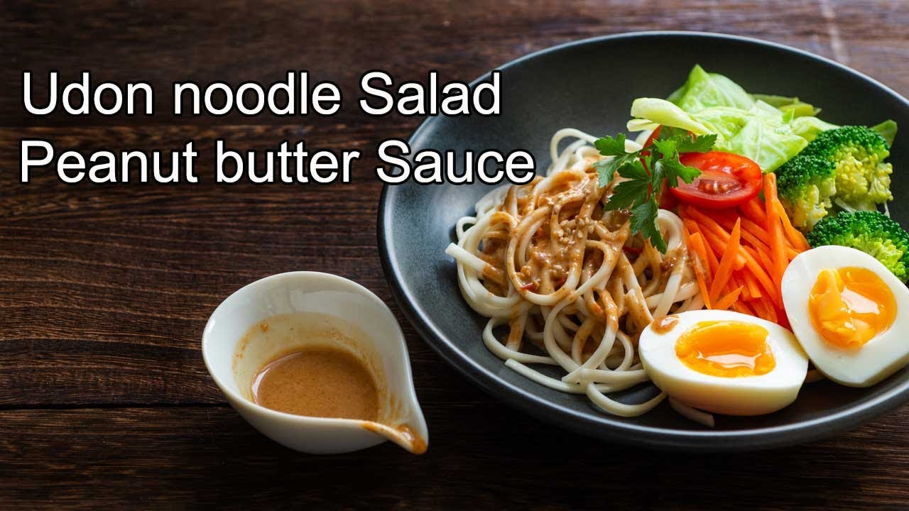 Vegetarian Japanese Udon noodle salad with peanut butter dressing, Japanese Udon noodle recipe