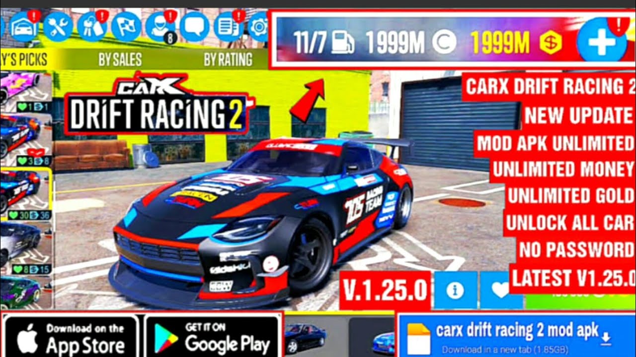 Download CarX Drift Racing 2 Apk + Obb Latest New Update Unlimited Money  And Unlimited Gold 