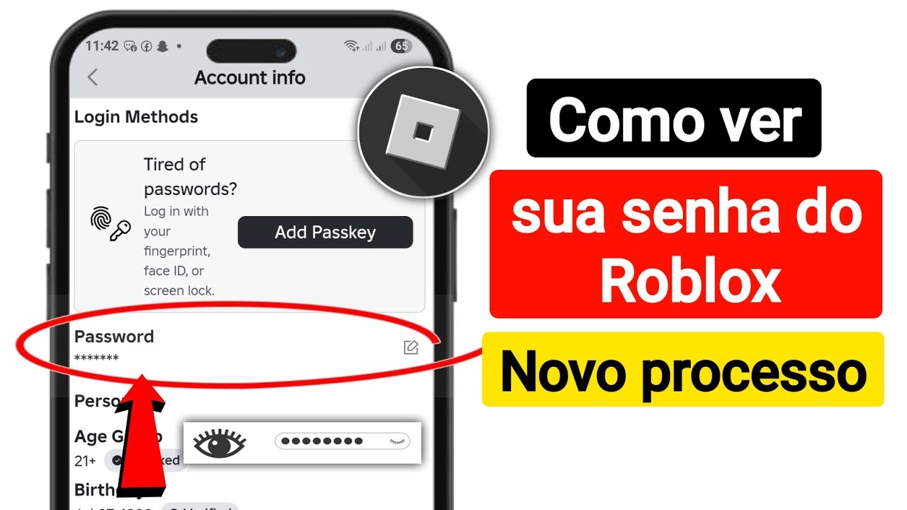 Como ver sua senha no Roblox Mobile (Novo 2026) Verificar senha no Roblox