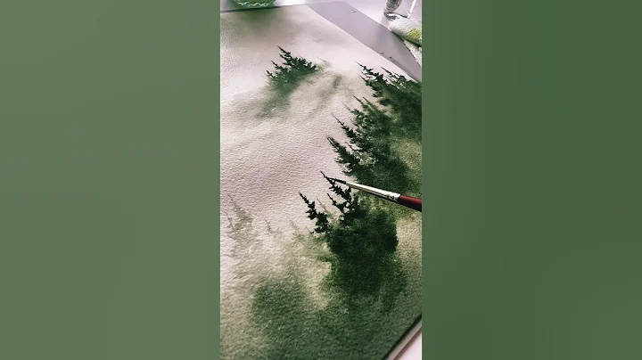 Watercolor Trees #watercolorlandscape #watercolourpainting #watercolor #forest #trees #shorts #art